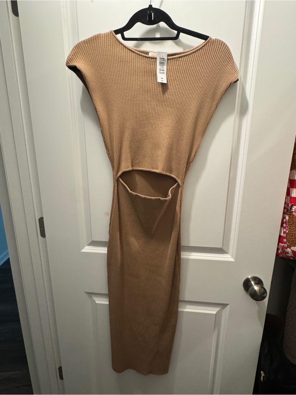 Aritzia Wilfred Ribbed Cutout Midi Dress in Camel - Women Medium